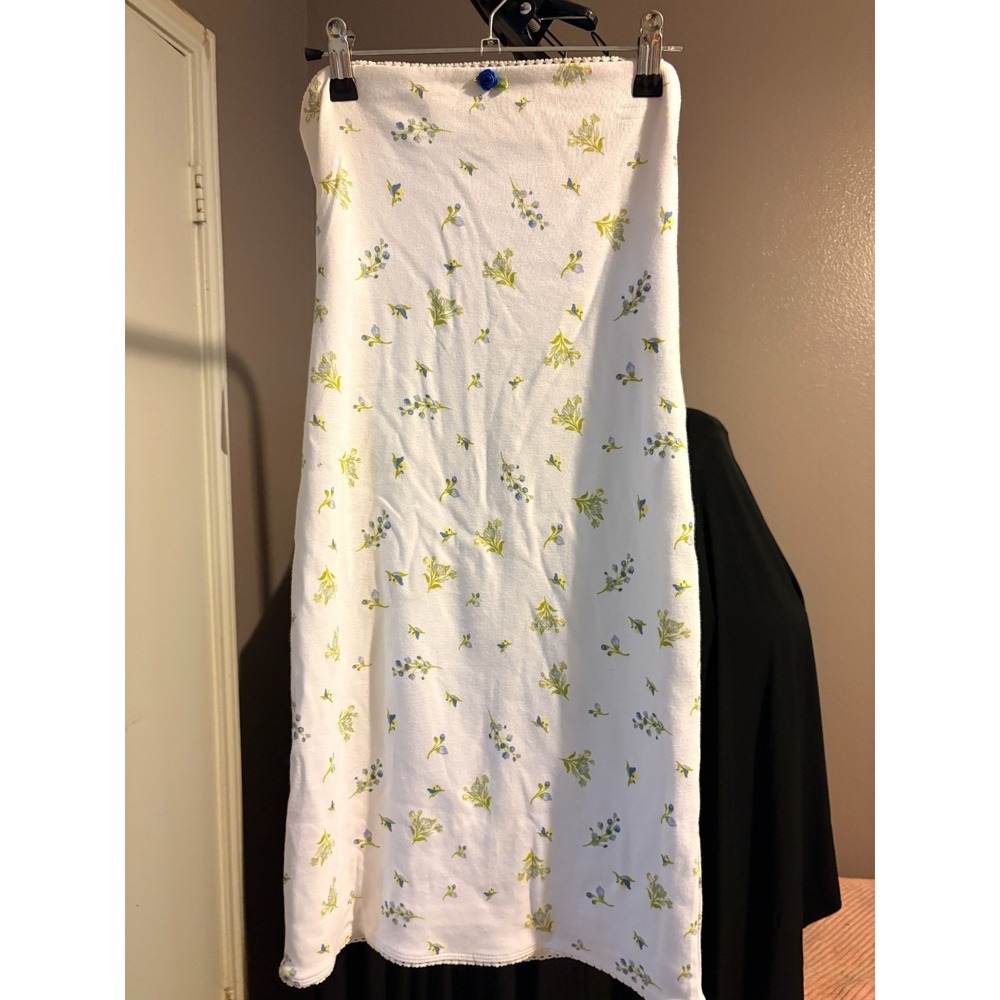 Self‎ Esteem - White with Green Floral Print Tube Mini Dress Sz L